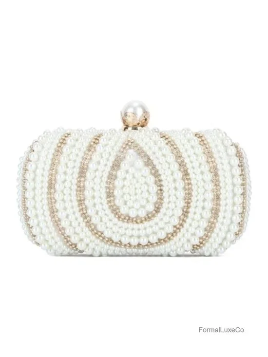 Pearl Clutch Purse for Women Wedding Bridal Evening Bag Beaded Formal Clutch