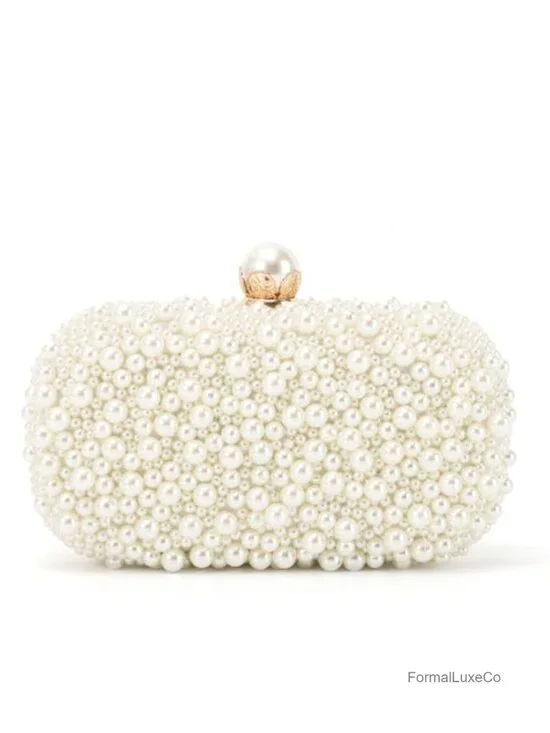 Beaded Clutch Evening Bag with Pearls for Wedding Prom
