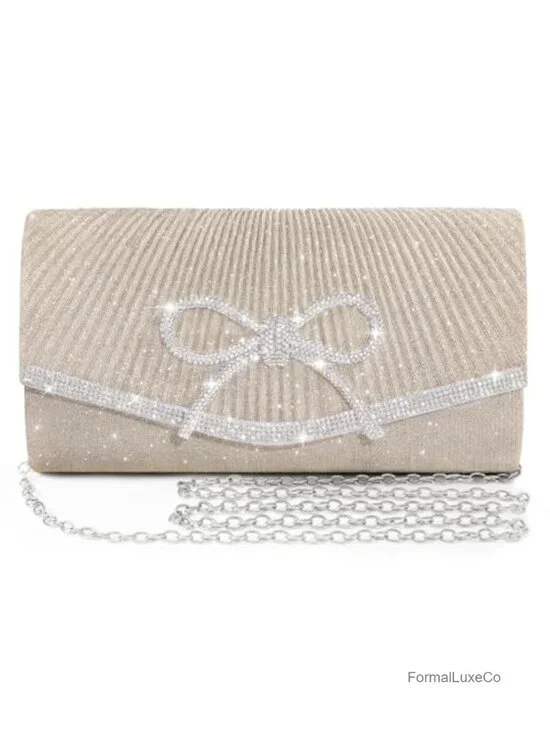 Sparkly Bow Crossbody Clutch Evening Bag with Rhinestone