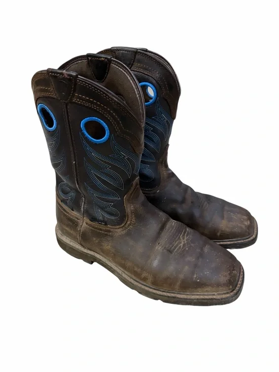 Ariat Groundwork Waterproof Steel Toe Work Boots Mens 9.5D Brown Cowboy