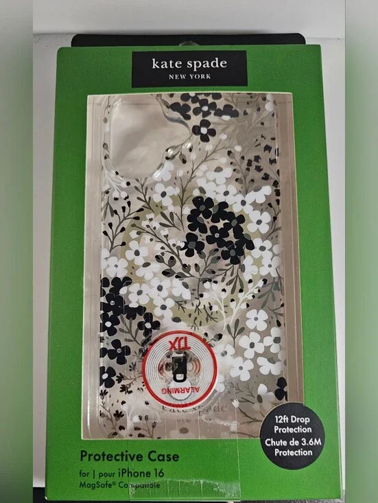 Kate Spade Floral iPhone 16 MagSafe Protective Case - Black & White