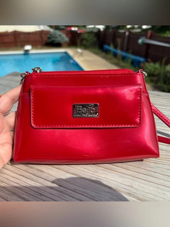 Beijo Shiny Red Patent Wristlet, Crossbody, Shoulder Purse Mini