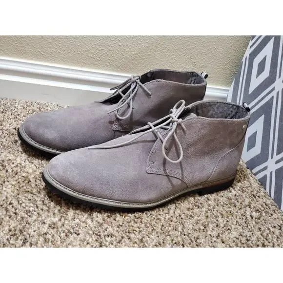 Timberland Chukka Boots Davis Square Men 10.5 Gray Suede Canvas Versatile Solid