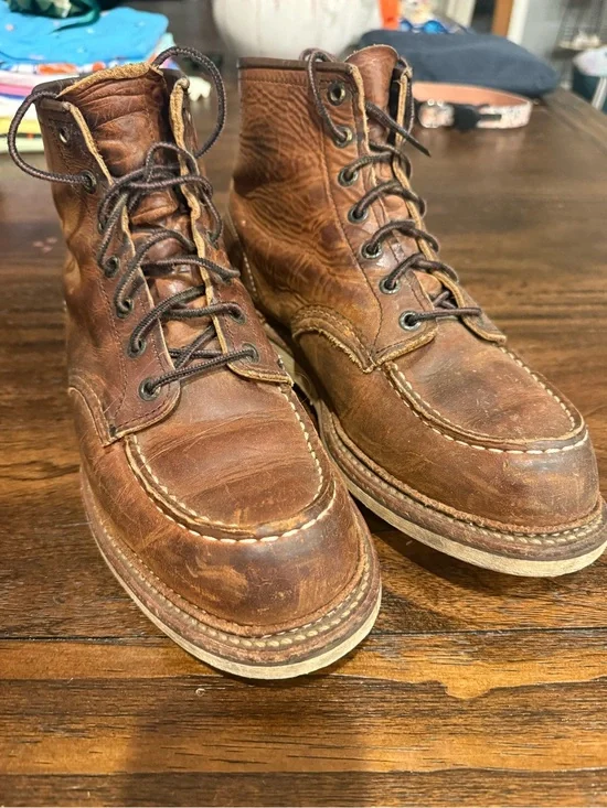 Red Wing Shoes Rustic Brown Leather Moc Toe Lace-Up Boots