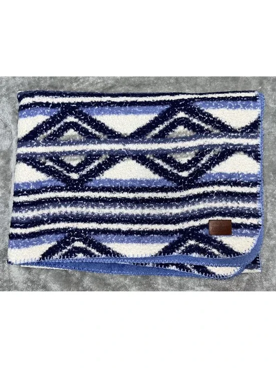 Pendleton Home Collection Wool Blanket 72” X  48”  Blue White Gray Black Aztec
