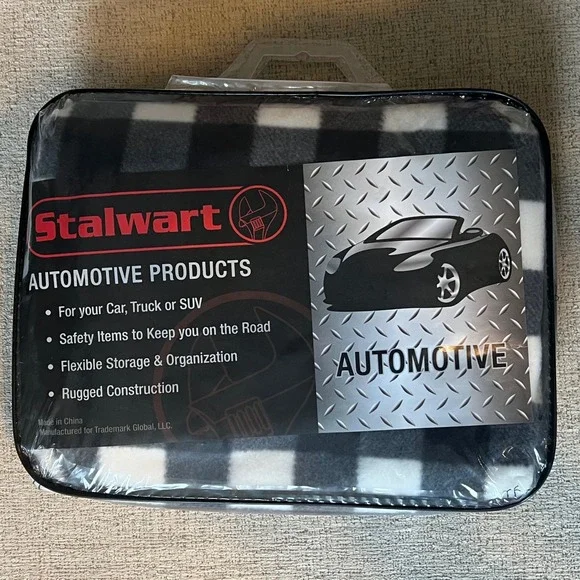 Stalwart Automotive Fleece Travel Blanket Black‎ White Buffalo Plaid New in Case