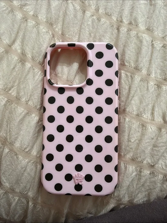 Velvet Caviar Pink with Black Polka Dot iPhone Case
