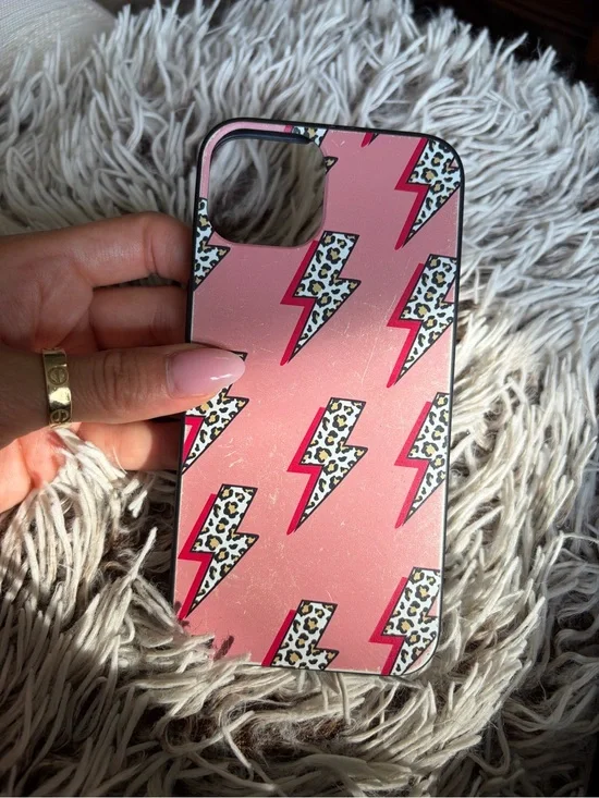 Pink Lightning Leopard Print Phone Case - Unbranded iPhone 13 case