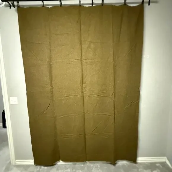Vtg 1951 100% wool Army blanket - Pristine condition! Drab olive green 89 x 66
