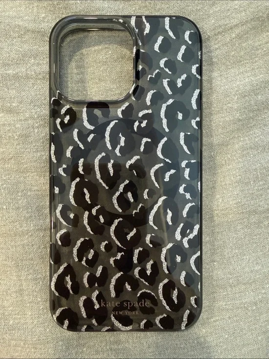 kate spade Black and Silver Leopard Print Phone Case iPhone 16 Pro Max