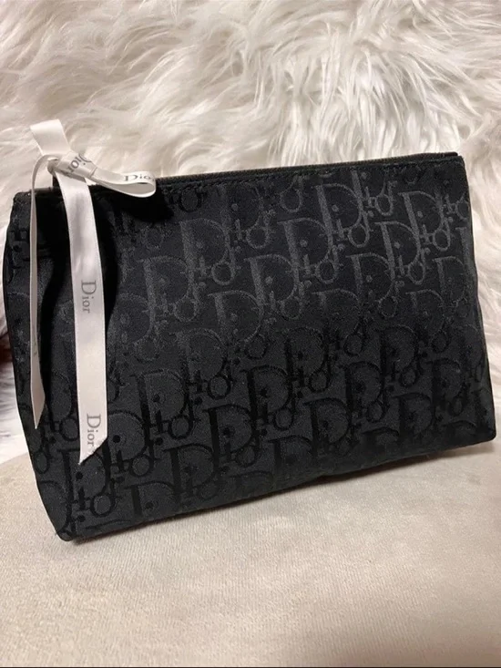 Dior Black Monogram Zip Pouch