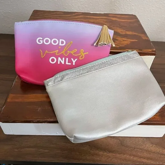 2 Ipsy Bags… Pink and Blue Good Vibes,  And Silver & Blue
