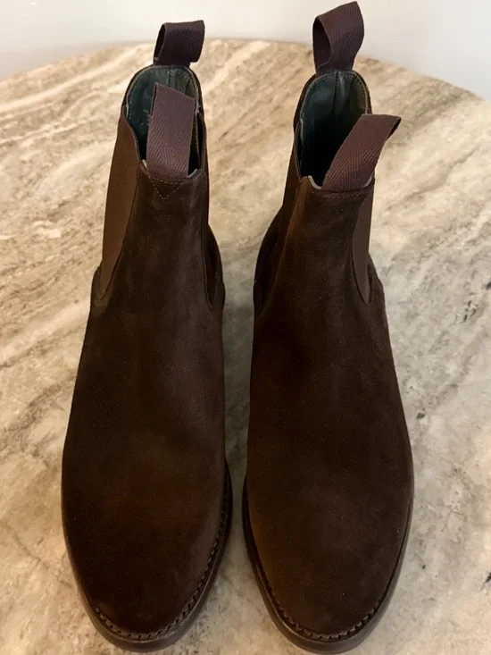 Drake’s Hancock Chelsea Boots Dark Brown Suede 8.5 UK/ 9.5 US Chocolate Danite
