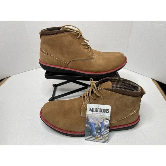Muk Luks 10 Medium Charlie Boot Brown Lace Up Suede NWT