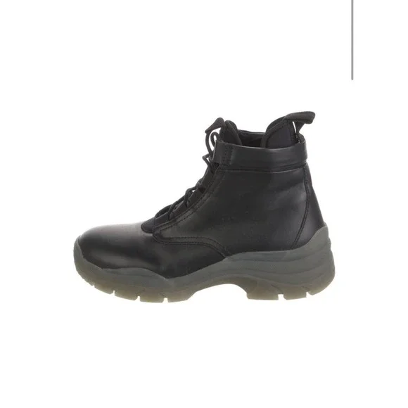 John Elliott Mens Black Leather Hiking Boots Size 10 Lug Sole High Top