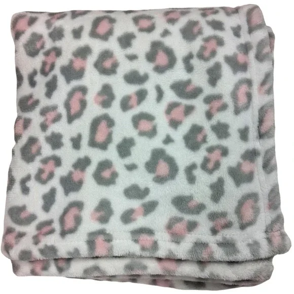 Duck Goose White Gray Pink Leopard Cheetah Print Baby Blanket Soft Fleece Lovey