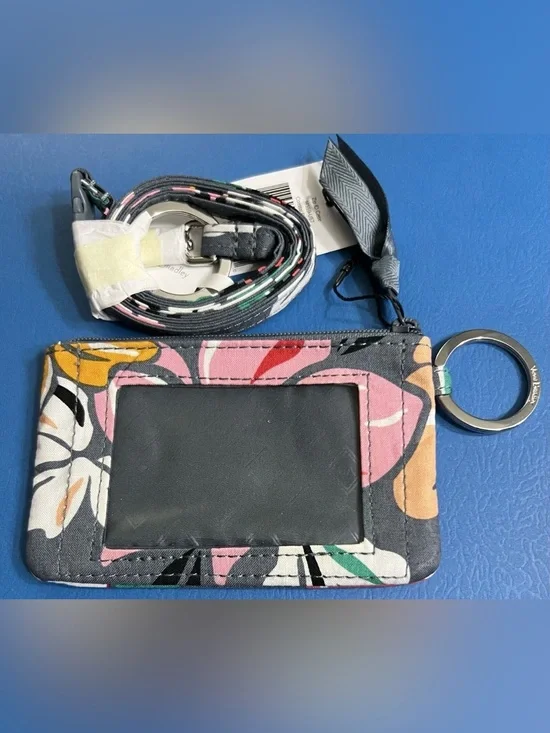 🌸 NEW Vera Bradley Coastal Paradise Zip ID Case & Lanyard Flowers Coin Purse 🌺