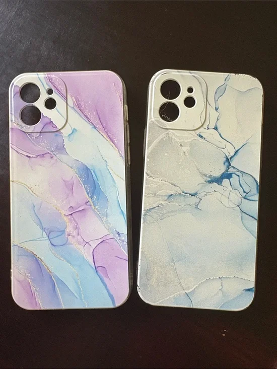 Marble Pattern I- Phone 12 Case - Purple & Blue