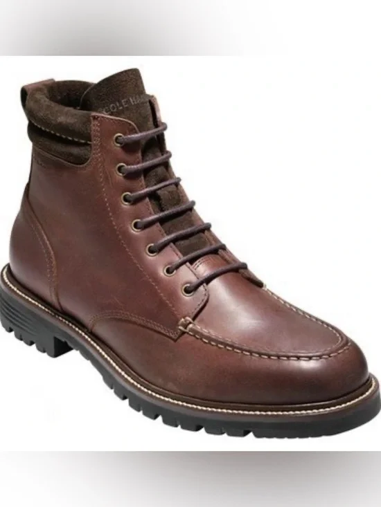 Cole Haan Men’s Brown Leather Moc Toe Lace-Up Boot Size 11