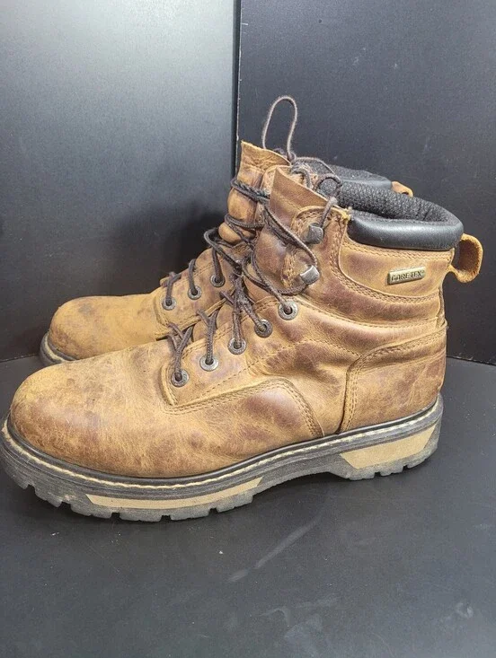 Cabelas Iron Ridge Steel Toe Mens Brown Leather GORE-TEX Waterproof Boots 11 D