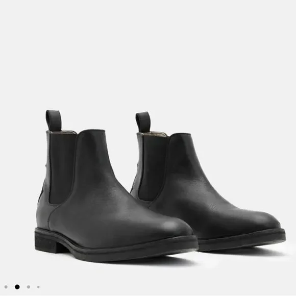 All Saints Creed Leather Chelsea Boots Black Leather EU 44 US 11