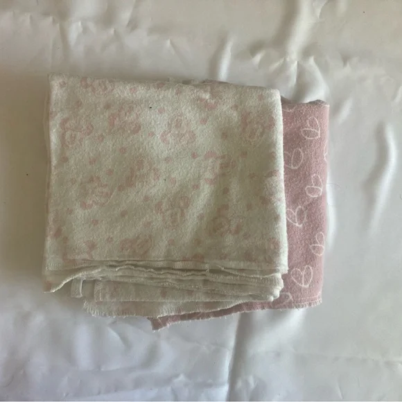 Soft Pink and White Receiving Blanket Set