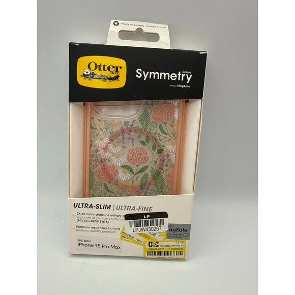 OtterBox Symmetry iPhone 15 Pro Max Case New Floral Clear MagSafe Protective