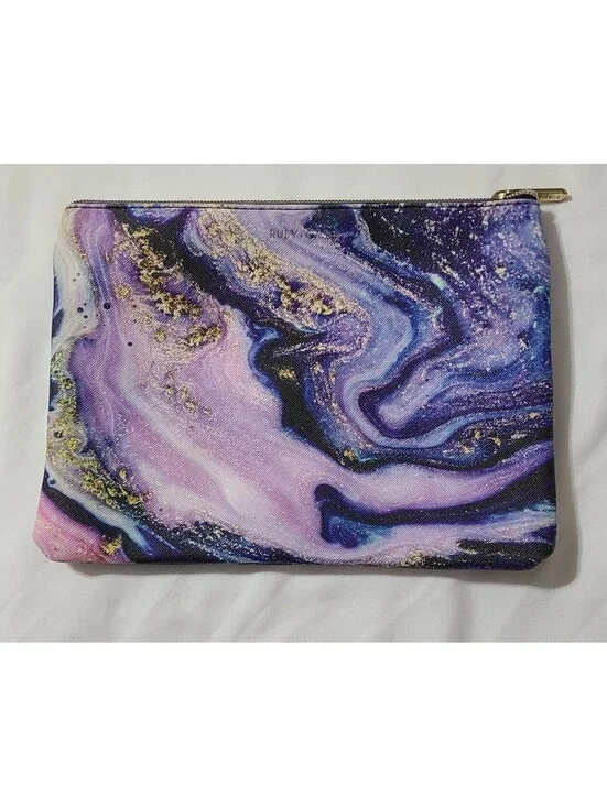 Ruby + Cash  Cosmetic Makeup Bag  Epi Leather Geode Marble Purple Storage Pouch
