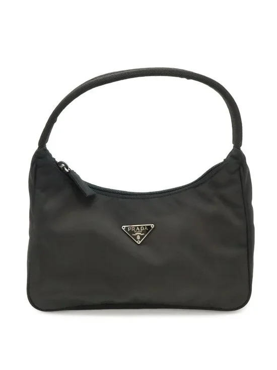 Prada Triangle Logo Sports Pouch Handbag Case Nylon Nero Black