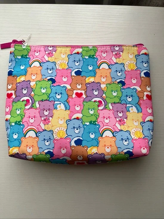 Colorful Care Bears Print Zip Makeup Bag Pouch