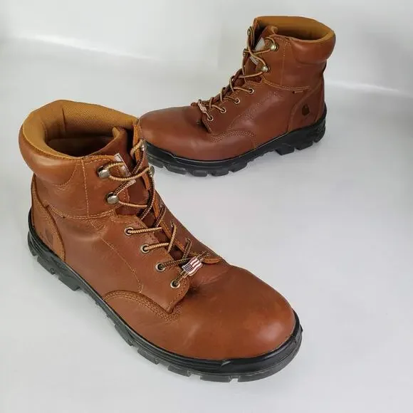Carhartt Work Boots 6-inch Waterproof Comp Toe Mens Size 14 M Brown Leather