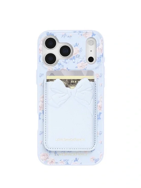 LoveShackFancy x Target Light Blue Floral iPhone Case with Bow Card Pocket