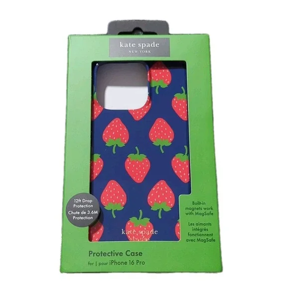 Nn5N Kate Spade NY MagSafe Case for Apple iPhone‎ 16 Pro - Strawberry Blue Case