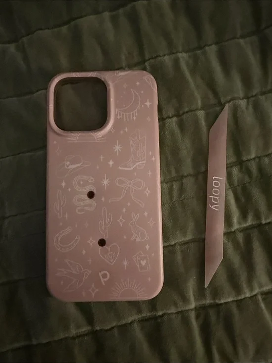 Pink Illustrated Protective Phone Case- Western Loopy IPhone 15 Pro Max Case