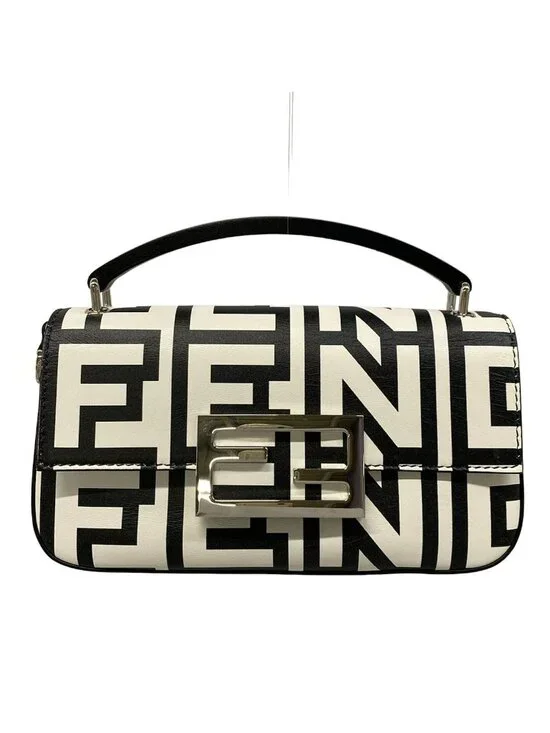 Fendi Baguette Phone Pouch Black White Mini Bag Leather