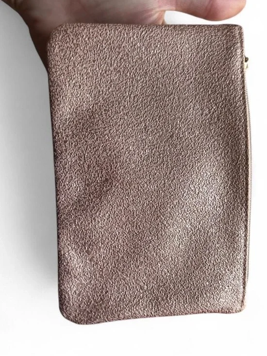 Metallic Leather Zip Pouch - Shimmery Taupe