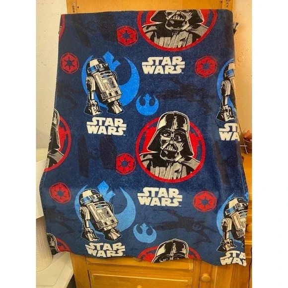 Star Wars Fleece Throw Blanket Darth Vader R2-D2 Navy Blue Plush Soft 50