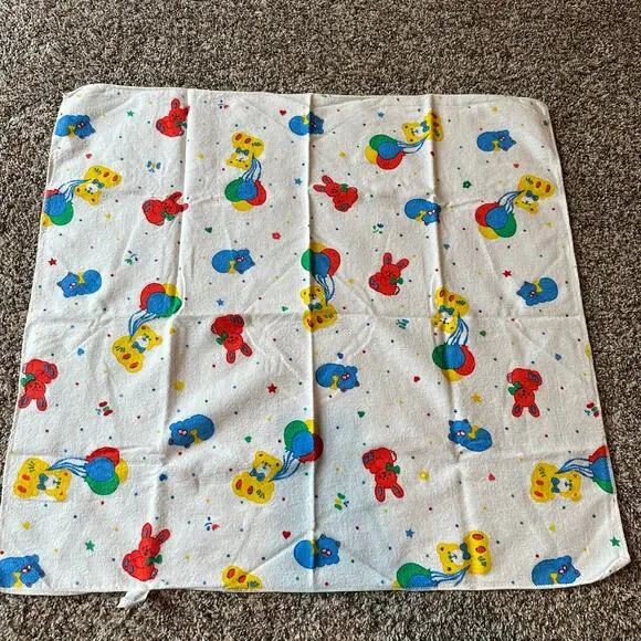 Vintage Riegel Baby Blanket Red Blue Yellow Green primary color 100% Cotton