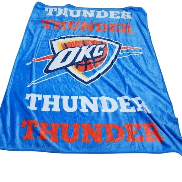OKC Thunder Throw Blanket Fleece Cozy Blue NBA‎ Fan Gear Home 50x70