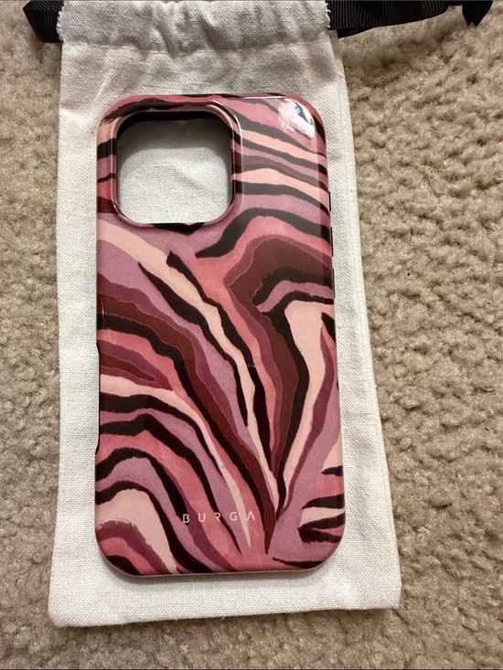 Burga Oracle Tough MagSafe Pink Zebra Print iPhone 16 Pro Phone Case NWT