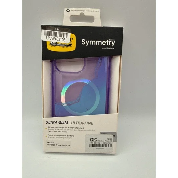 OtterBox Symmetry Case iPhone 15 Pro Max Purple New MagSafe Iridescent Slim