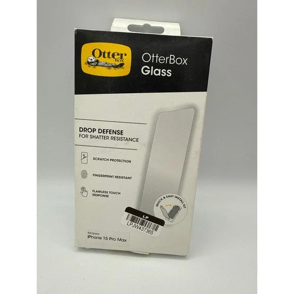 OtterBox Screen Protector iPhone 15 Pro Max Clear New Glass Drop Defense 9H Hard
