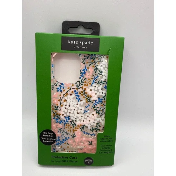 Kate Spade Phone Case iPhone 16 Pink NWT Floral MagSafe Protective Case