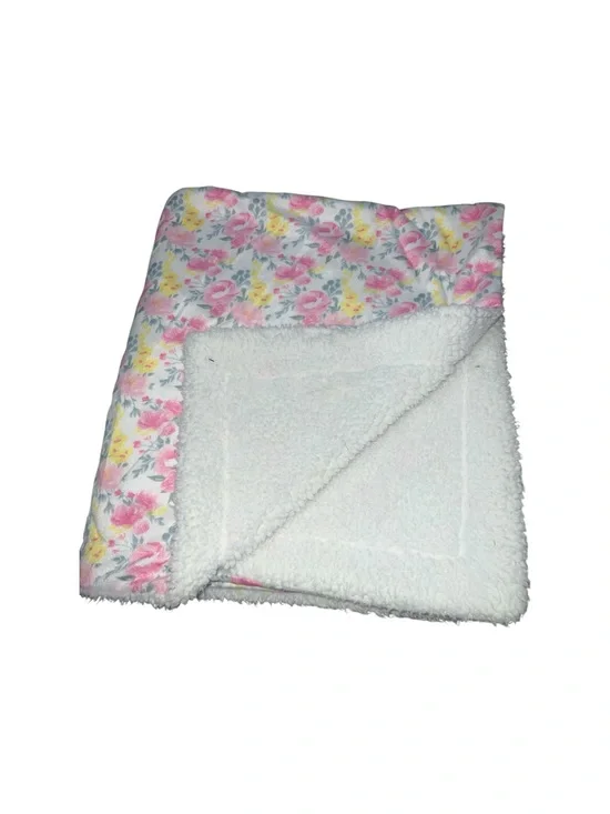 Kensie Baby Floral Blanket Pink Yellow Rose Sherpa Minky Plush Flower LIKE NEW