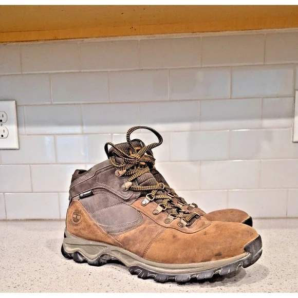 Timberland Mt. Maddsen Waterproof Mid Hiker Brown Leather Boots Men's Size 11W