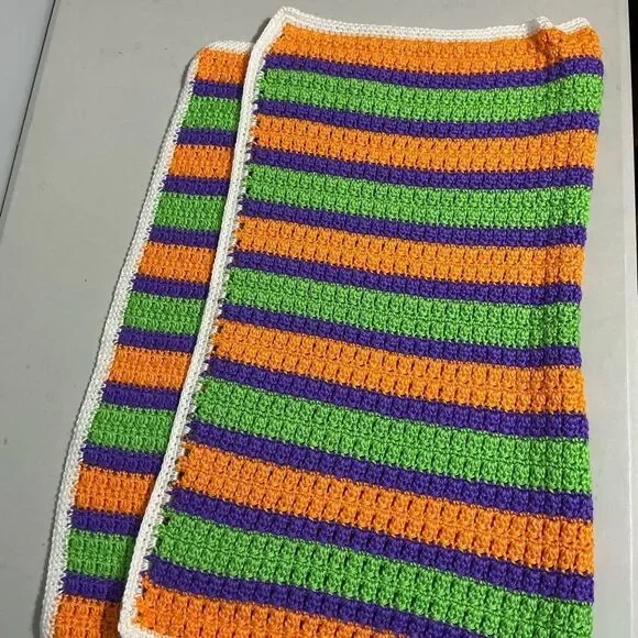 Colorful Striped Crochet Baby Blanket or throw blanket