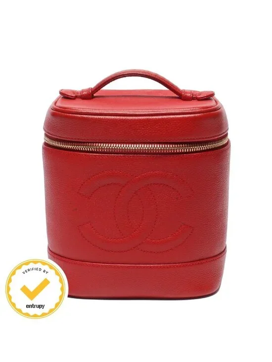 Chanel Vanity Pouch Gold Caviar Leather