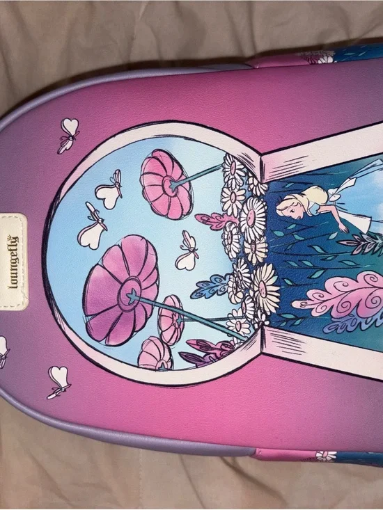 Loungefly Pink & Blue Alice in Wonderland Floral Mini Backpack