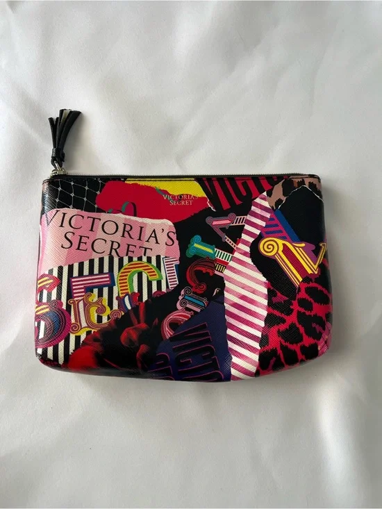 Victoria's Secret Multicolor Graphic Zip Pouch - Pink & Black
