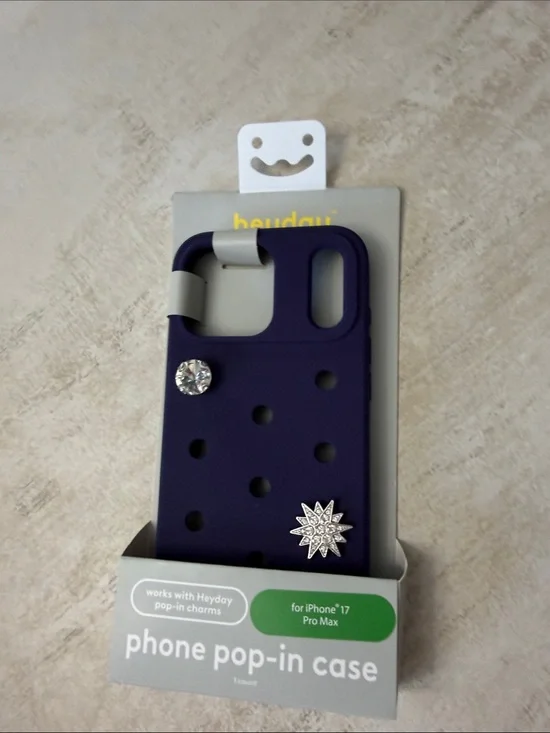 heyday Purple Phone Pop-In Case with Charm Holes for iPhone 17 Pro Max